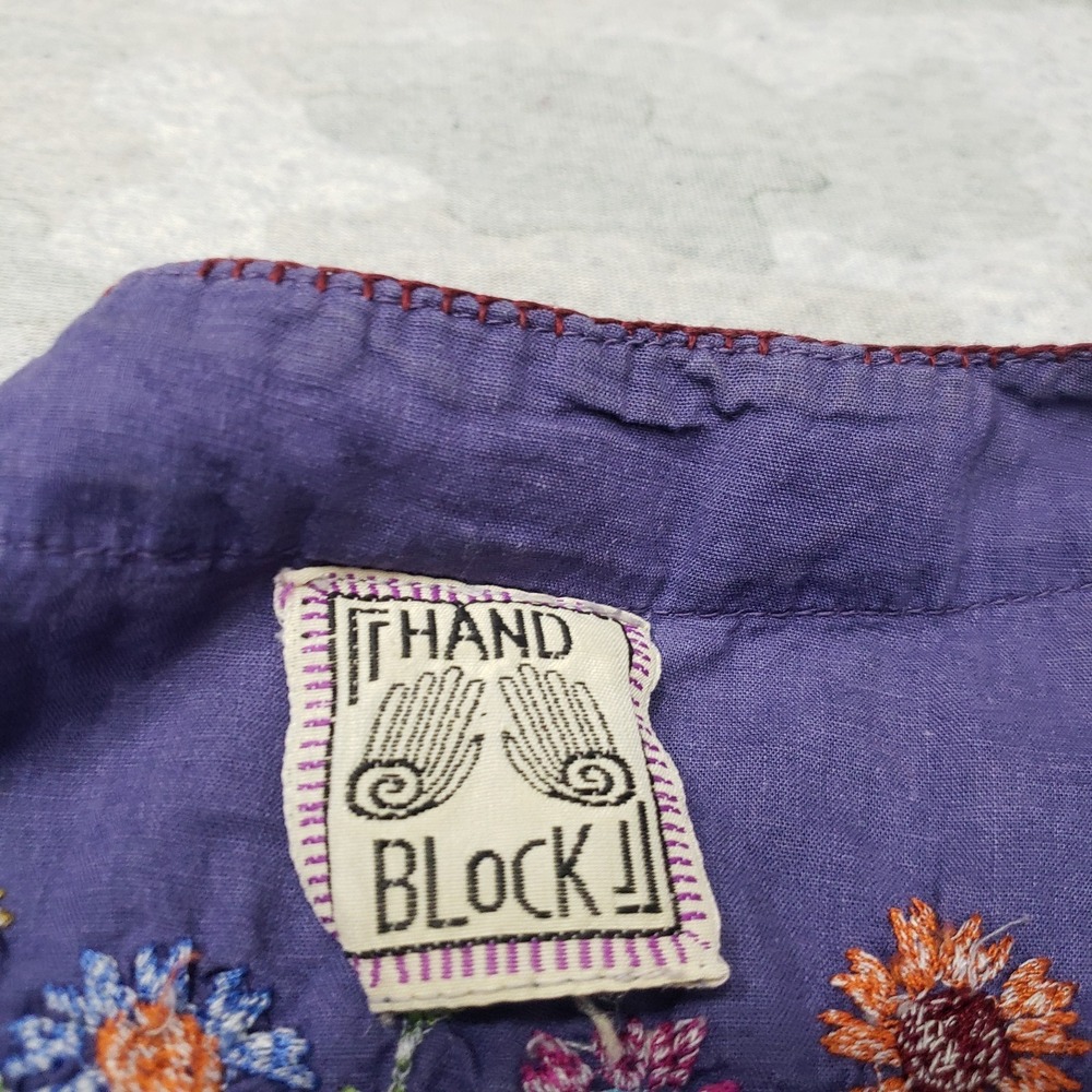 Hand Block Dress Womens Small Multicolor Cottage Core Button Sleeveless - Picture 5 of 10